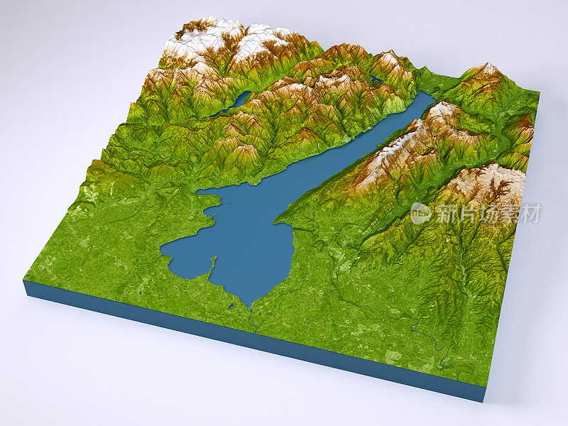 Lago Di Garda 3D模型地形图增强颜色